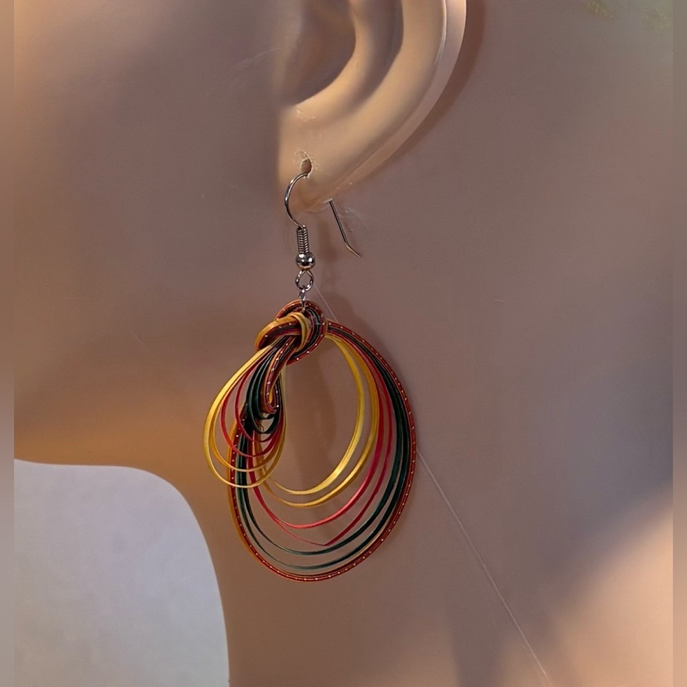 Boho Multi-Strand Loop Earrings - Earth Tones Lightweight Hoop Earrings